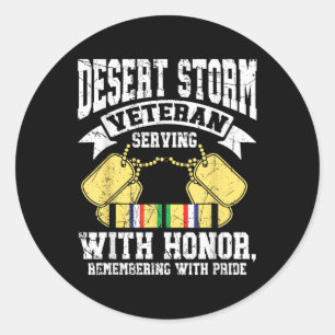 Desert Storm Veteran Serving With Honour Persian W Classic Round Sticker