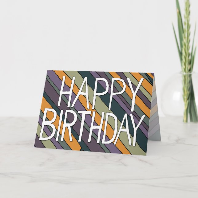 Desert Stripes Happy Birthday Card (Front)