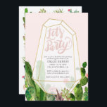 Desert Succulent Bachelorette or Party Invitation<br><div class="desc">Invite your guests to a bachelorette getaway or any boho-themed party with this custom invitation! Featuring hand lettering that simply says "Let's Party!" and customisable text,  this invitation is versatile enough to fit any desert or bohemian soiree. Watercolor succulents and terrarium detail add a fun,  modern touch.</div>