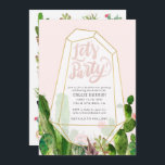 Desert Succulent Bachelorette or Party Invitation<br><div class="desc">Invite your guests to a bachelorette getaway or any boho-themed party with this custom invitation! Featuring hand lettering that simply says "Let's Party!" and customisable text,  this invitation is versatile enough to fit any desert or bohemian soiree. Watercolor succulents and terrarium detail add a fun,  modern touch.</div>