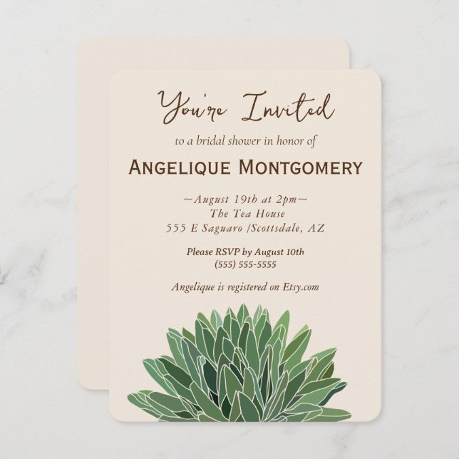Desert Succulent Bridal Shower Invitation (Front/Back)