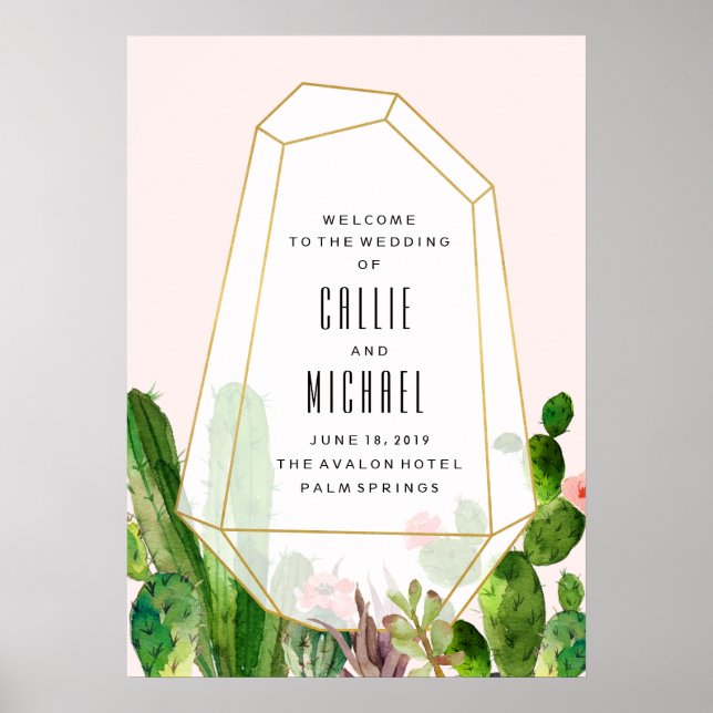 Desert Succulent Custom Wedding Poster (Front)