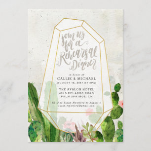 Desert Succulent Rehearsal Dinner Invitation-Stone Invitation