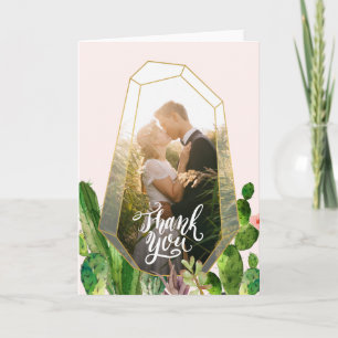 Desert Succulent Thank You Note - Pink Card