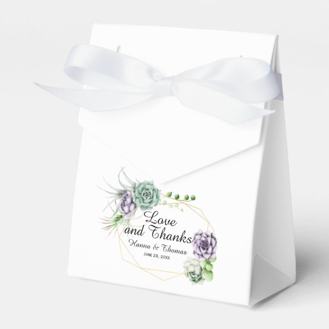 Desert Succulent Wedding Favour Box (Front Side)