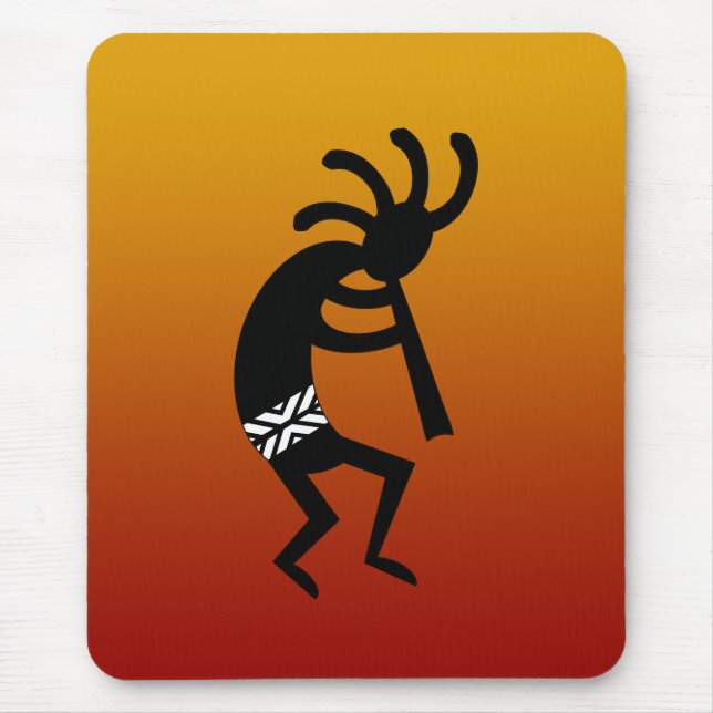 Desert Sunet Kokopelli Southwest Orange Mouse Pad (Front)
