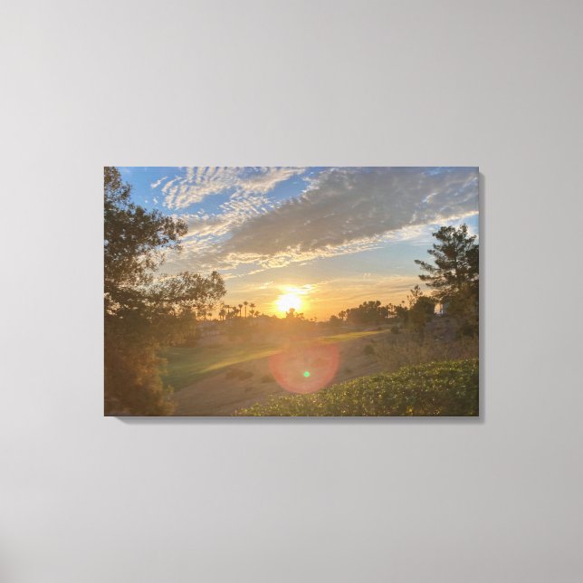Desert Sunrise Over Las Vegas Golf Course Canvas Print (Front)