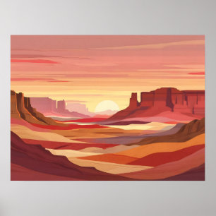 Desert Sunset Abstract Background – Warm Earth  Poster