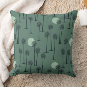Desert Sunset and Palm Trees on Sage green Cushion