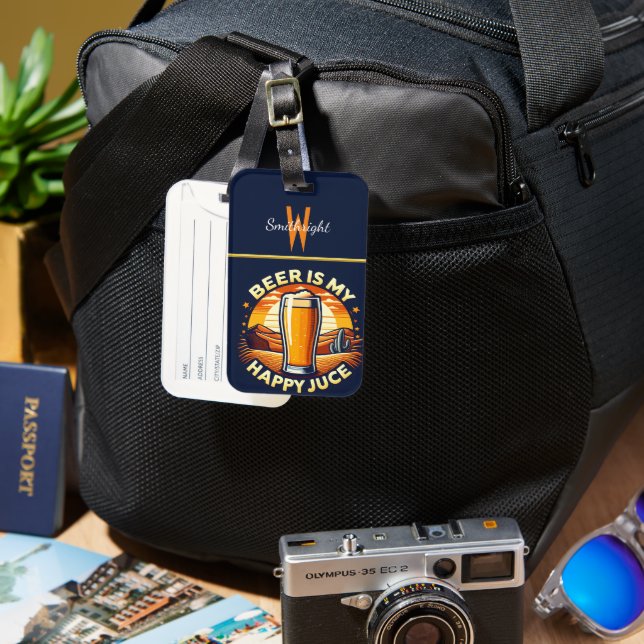 Desert Sunset Beer Bliss Luggage Tag (Front & Back)