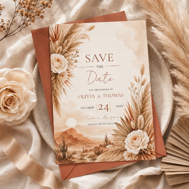 Desert Sunset Boho Save the Date Invitation (Creator Uploaded)