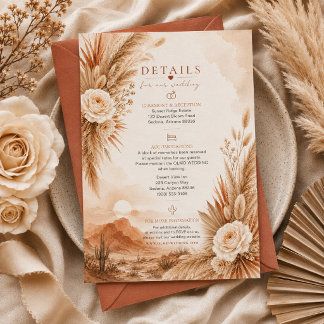 Desert Sunset Boho Wedding Details Card