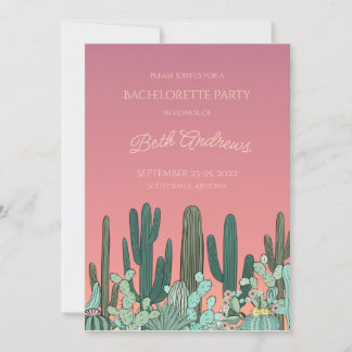 Desert Sunset Cactus Bachelorette Invitation
