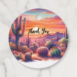 Desert Sunset Glow Watercolor Southwestern Wedding Favour Tags