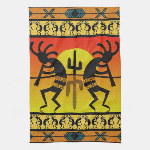 Desert Sunset Kokopelli Southwest Tea Towel
