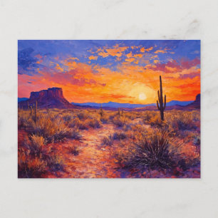 Desert Sunset Oil Painting Postcard