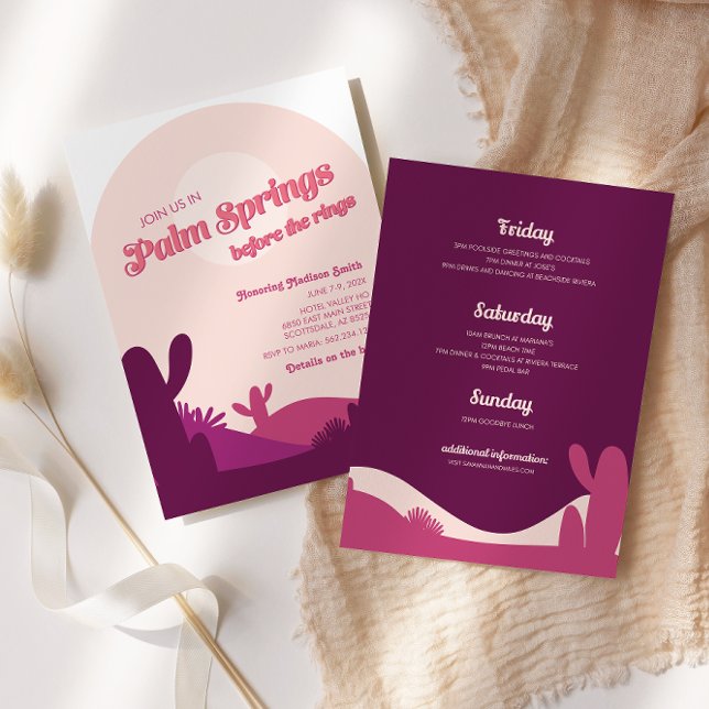 Desert Sunset Palm Springs Bachelorette Itinerary Invitation (Creator Uploaded)