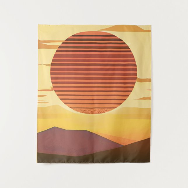 Desert Sunset Rust Orange and Brown Tapestry (Front)