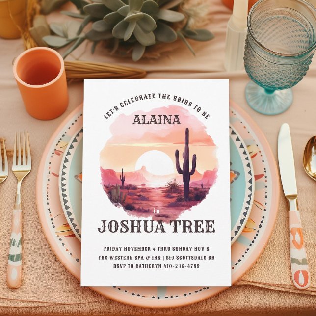 Desert Sunset Watercolor Western Bachelorette Invitation (Creator Uploaded)