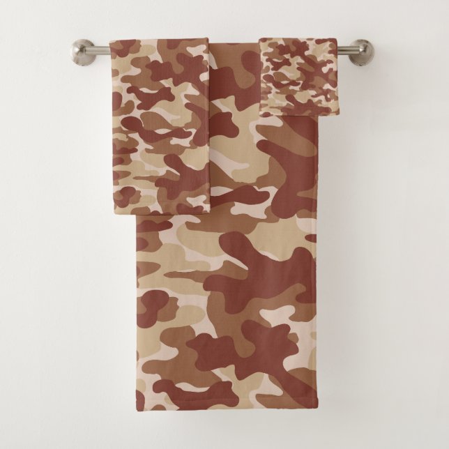 Desert Tan Camouflage Pattern  Bath Towel Set (Insitu)