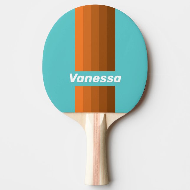 Desert Teal Pin Stripes with Name Ping Pong Paddle (Front)