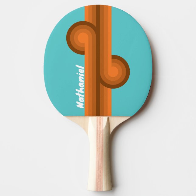 Desert Teal Stripe Loop with Name Ping Pong Paddle (Front)