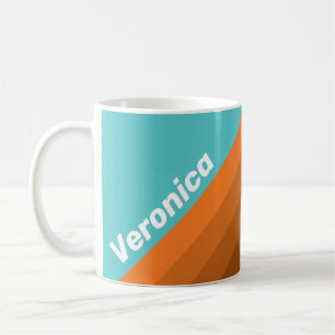 Desert Teal Stripes with Name Coffee Mug