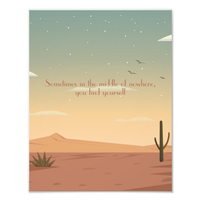 Desert Terracotta Landscape with Modern Quote  Photo Print (Front)