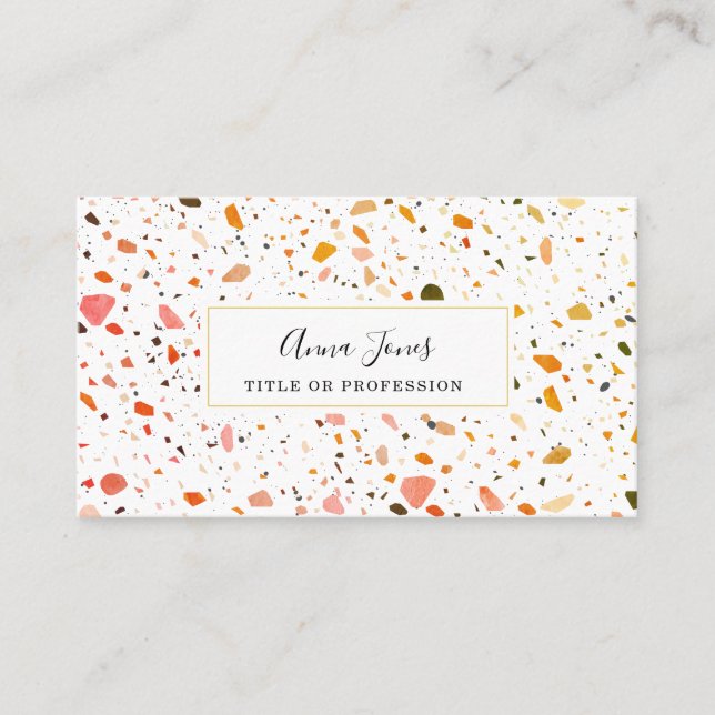Desert Terrazzo Pattern Professional Feminine Business Card (Front)
