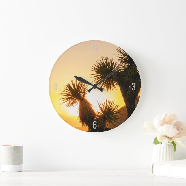 Desert Themed Home Decor with Cactus Photo Large Clock (Home)