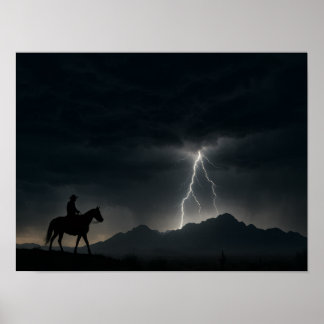 Desert Thunderstorm Poster - Lightning Strike