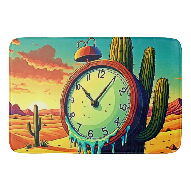 Desert Time Melts Away Clock Bath Mat (Front)