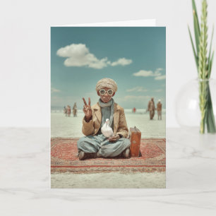 Desert Traveler and Dove of Peace Card