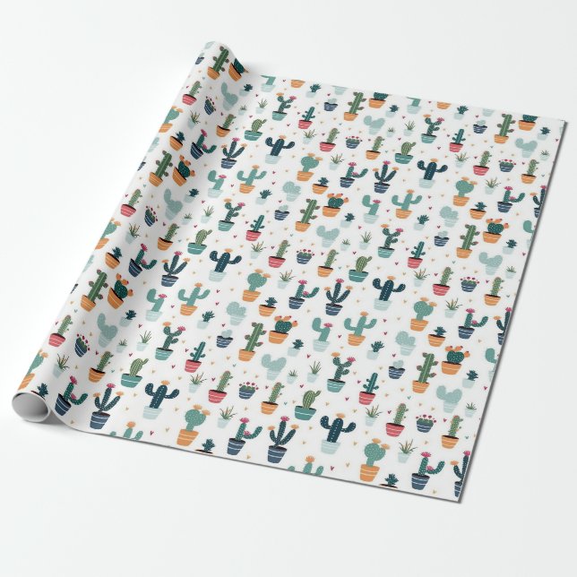 Desert Vibes: Cactus-Themed Wrapping Paper by Vint (Unrolled)
