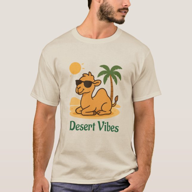 Desert Vibes – Cute Camel with Sunglasses T-Shirt (Front)