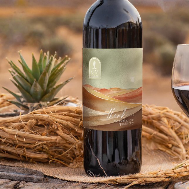Desert Vibes Landscape Wedding Thank You ID1019 Wine Label (Creator Uploaded)