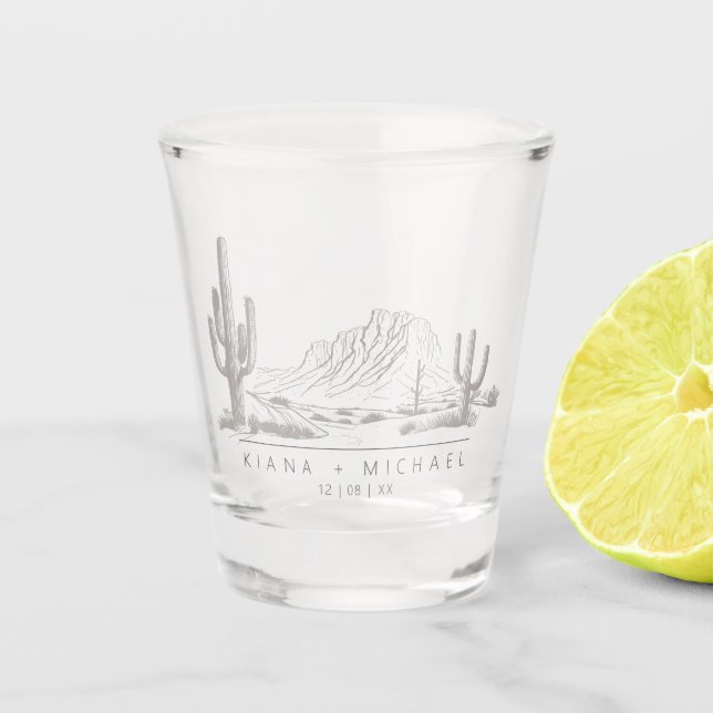 Desert Vibes Wedding Landscape Warm Grey ID1019 Shot Glass (Front)