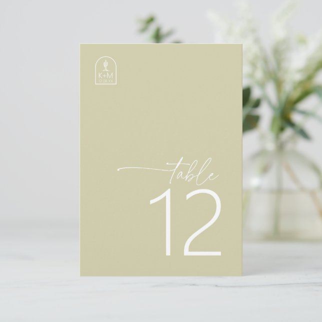 Desert Vibes Wedding Table Number Sage ID1019 (Standing Front)
