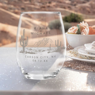 Desert Vibes Wedding Welcome ID1019 Stemless Wine Glass