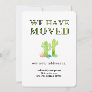 Desert Watercolor Cactus Change of Address Announcement