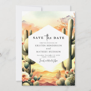 Desert Watercolor Cactus Wedding Save The Date