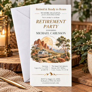 Desert Watercolor RV Camping Retirement Adventure Invitation