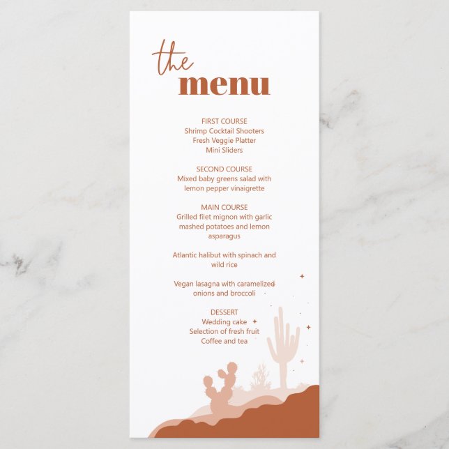 Desert Wedding Menu Card (Front)