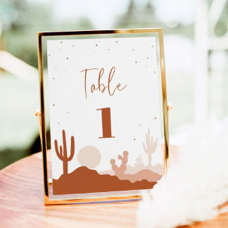 Desert Wedding Table Number Card