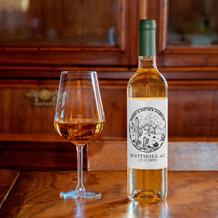 Desert Western Bridal Shower Personalised Wedding Wine Label