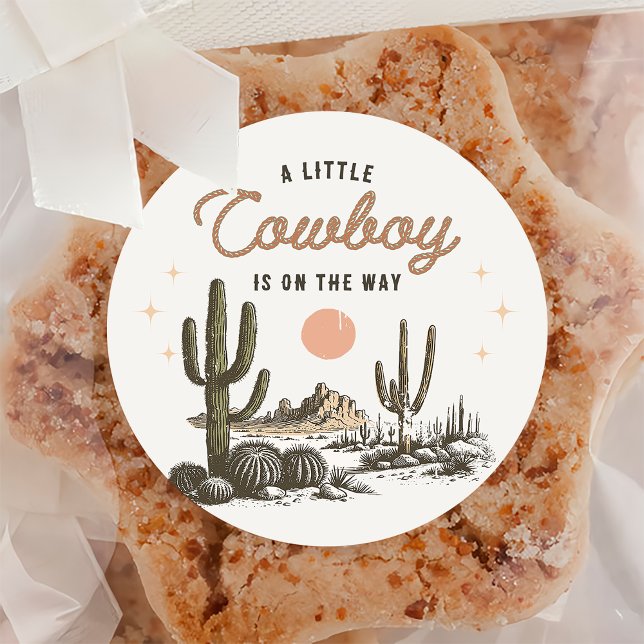 Desert Western Cowboy Baby Shower Sticker (Creator Uploaded)