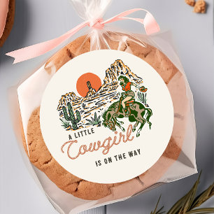 Desert Western Cowgirl Baby Shower Sticker