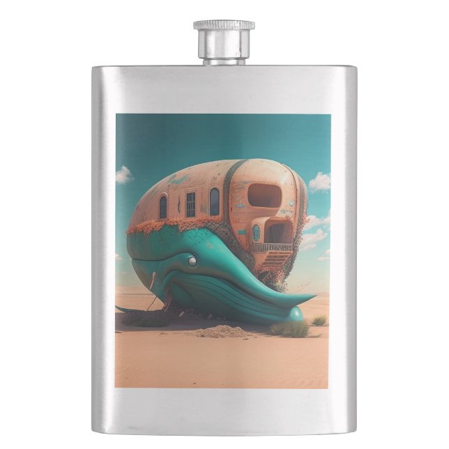 Desert whale house hip flask (Front)