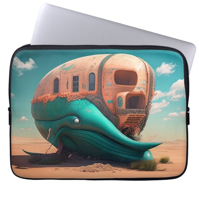 Desert whale house laptop sleeve (Front)