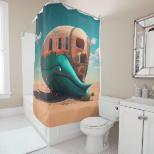 Desert whale house shower curtain